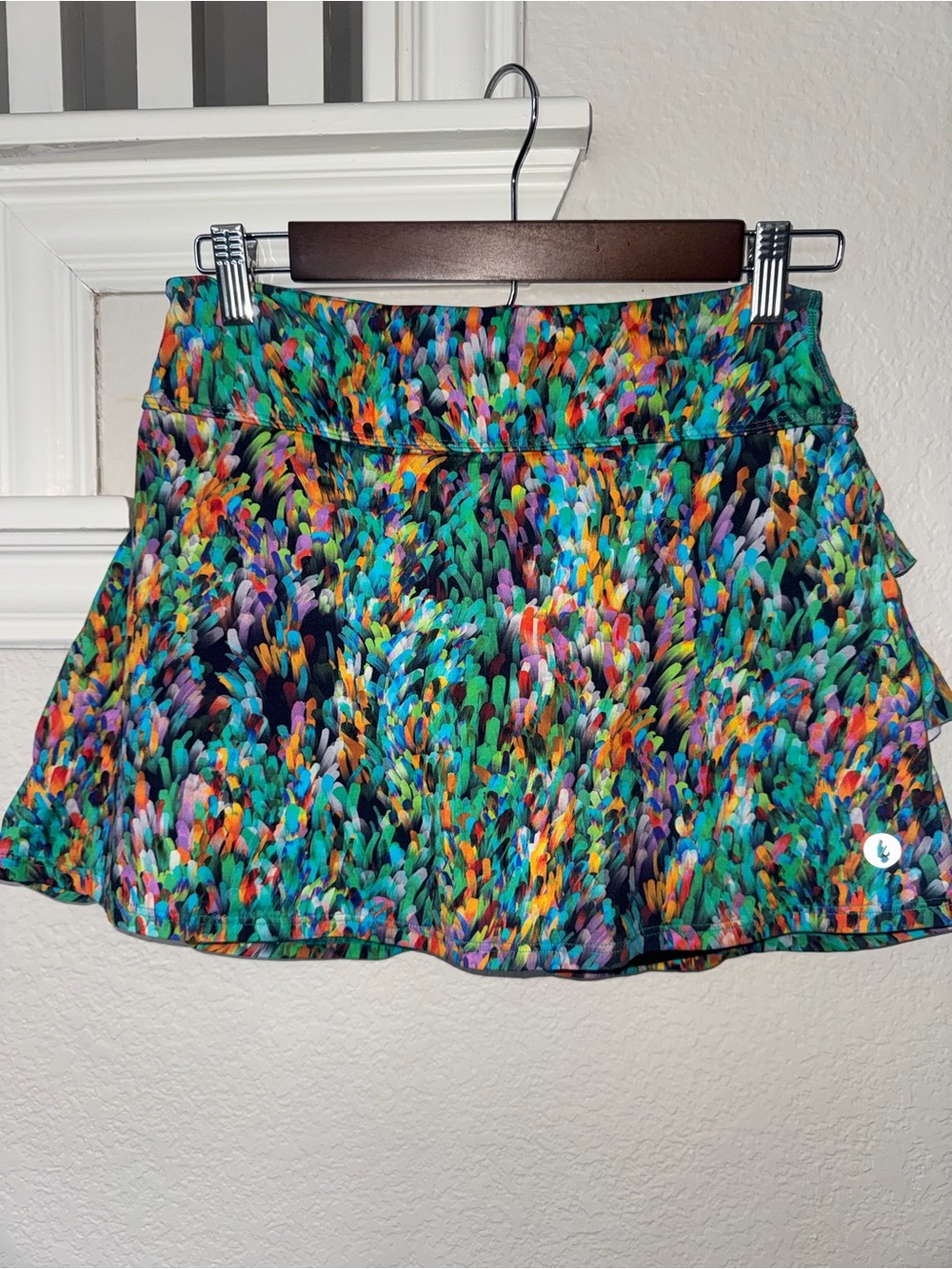 Dona Jo Multicolor Brushstroke Print Skirt